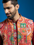 Men's Maroon Viscose Jacket,Kurta And Pyjama Set.
