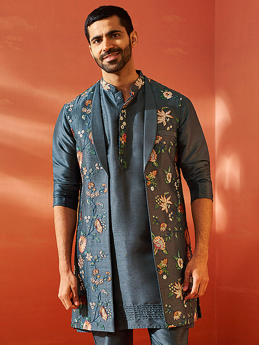 Men’S Grey Nehru Jacket