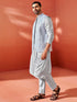 Men's Aqua Viscose Jacket,Kurta And Pyjama Set.