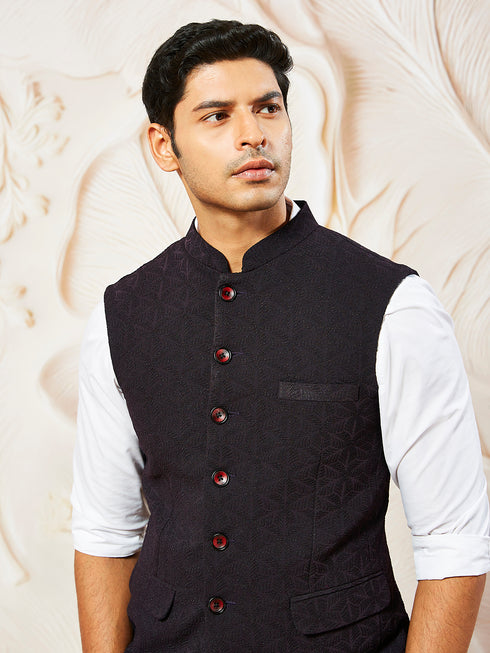 Men's Wine - Nehru Jacket