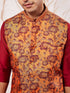 Men's Rust Silk Blend Nehru Jacket.