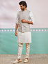 Men's Grey Fine Satin Nehru Jacket, Kurta And Pyjama Set.