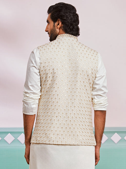 Men's Off White - Nehru Jacket