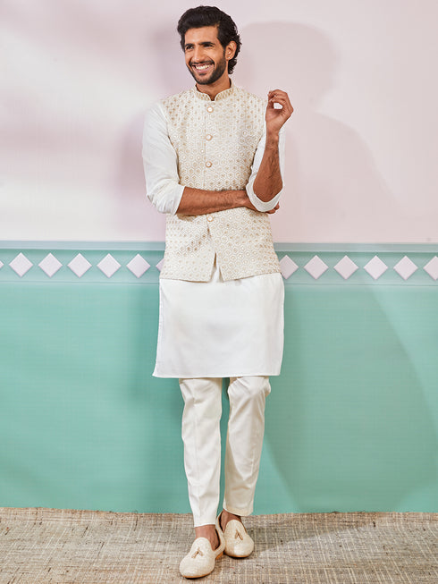 Men's Off White - Nehru Jacket