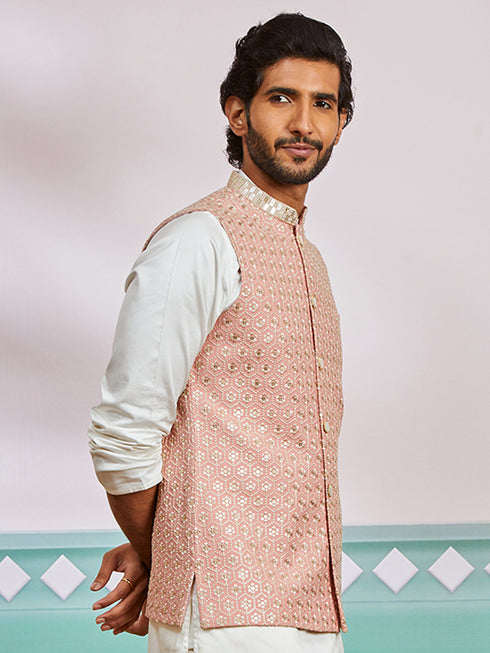 Men's Peach - Nehru Jacket