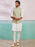 Men's Pista Green Fine Satin Nehru Jacket, Kurta And Pyjama Set.