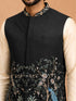Men's Cream Viscose Embroidered Knee Length Nehru Jacket and Kurta with Pant