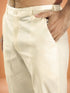 Men's Cream Viscose Embroidered Knee Length Nehru Jacket and Kurta with Pant