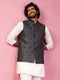 Men's Grey Imported Suiting Nehru Jacket