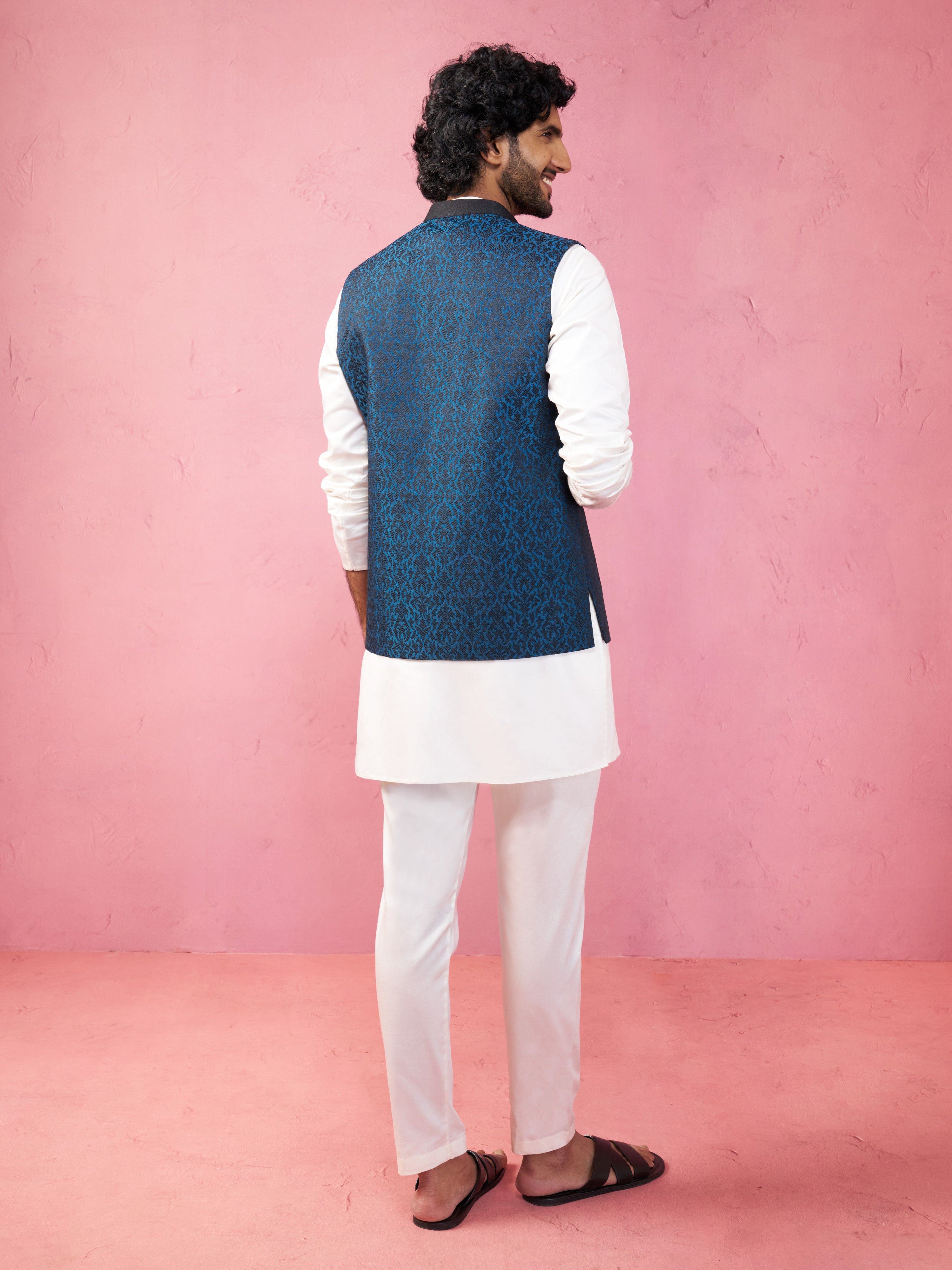 Men's Turquoise Nehru Jacket Set