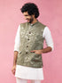 Men's Mehendi Green Monty Jacquard Nehru Jacket