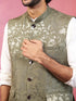 Men's Mehendi Green Monty Jacquard Nehru Jacket