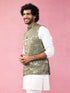 Men's Mehendi Green Monty Jacquard Nehru Jacket