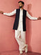 Men's Navy Blue Nehru Jacket with Cream Kurta Trouser