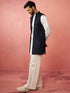 Men's Blue Nehru Jacket with Cream Kurta Trouser