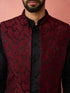 Men's Wine Silky Abstract Embroidered Nehru Jacket