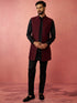 Men's Wine Silk Nehru Jacket Kurta Set