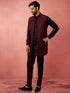 Men's Wine Silk Nehru Jacket Kurta Set