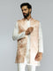 Men Peach Brocade Silk Nehru Jacket with Jacquard Weave