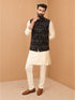 Men Cream Viscose Nehru Jacket and Kurta with Pant Festive Ethnic Wear