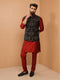 Men Maroon Viscose Nehru Jacket and Kurta with Pant Festive Ethnic Wear