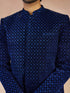 Men's Blue Velvet Thread Embroidered Ethnic Motif Jodhpuri