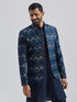 Men's Blue Silk Blend Jodhpuri