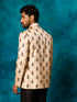 Men's Beige Printed Silk Jodhpuri