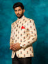 Men's Beige Printed Silk Jodhpuri