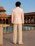 Men Pink & Cream Geometric Thread Work Waist Length Wide Leg PantSherwani Set