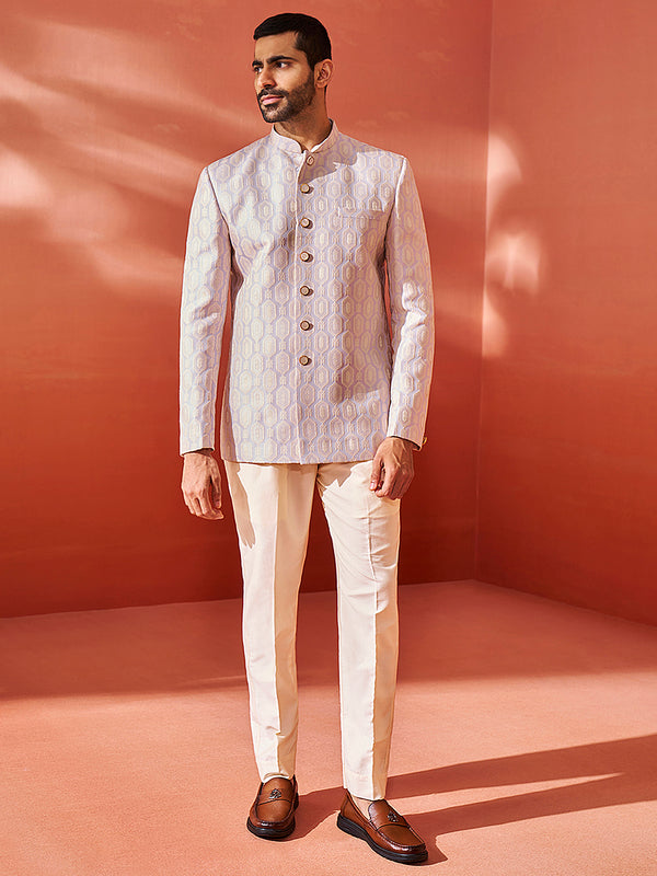 Men's Purple Silk Blend Jodhpuri Pyjama Set