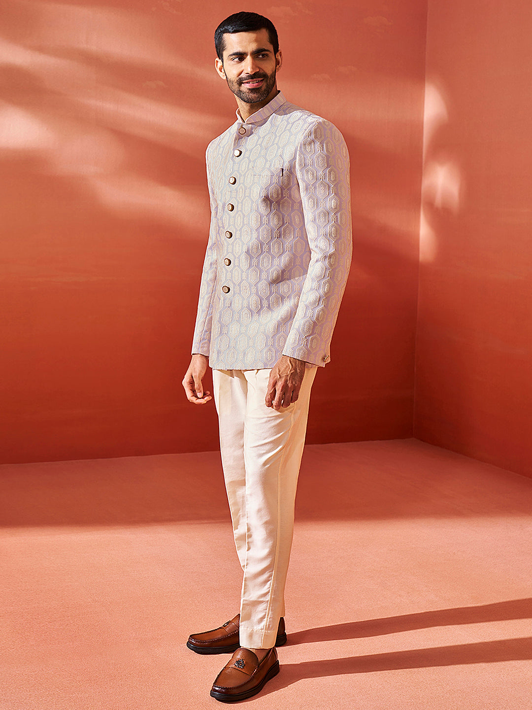 Men's Purple Silk Blend Jodhpuri Pyjama Set