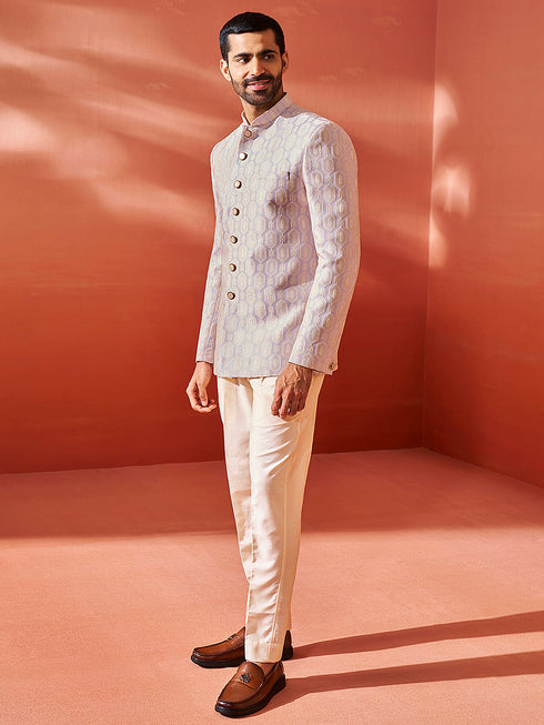 Men's Purple Silk Blend Jodhpuri Pyjama Set