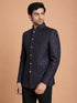 Men Wine Jacquard Woven Jodhpuri Suit