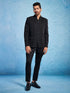 Men's Black Imported Suiting Jodhpuri And Pant Set