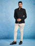 Men's Black Imported Suiting Jodhpuri And Pant Set