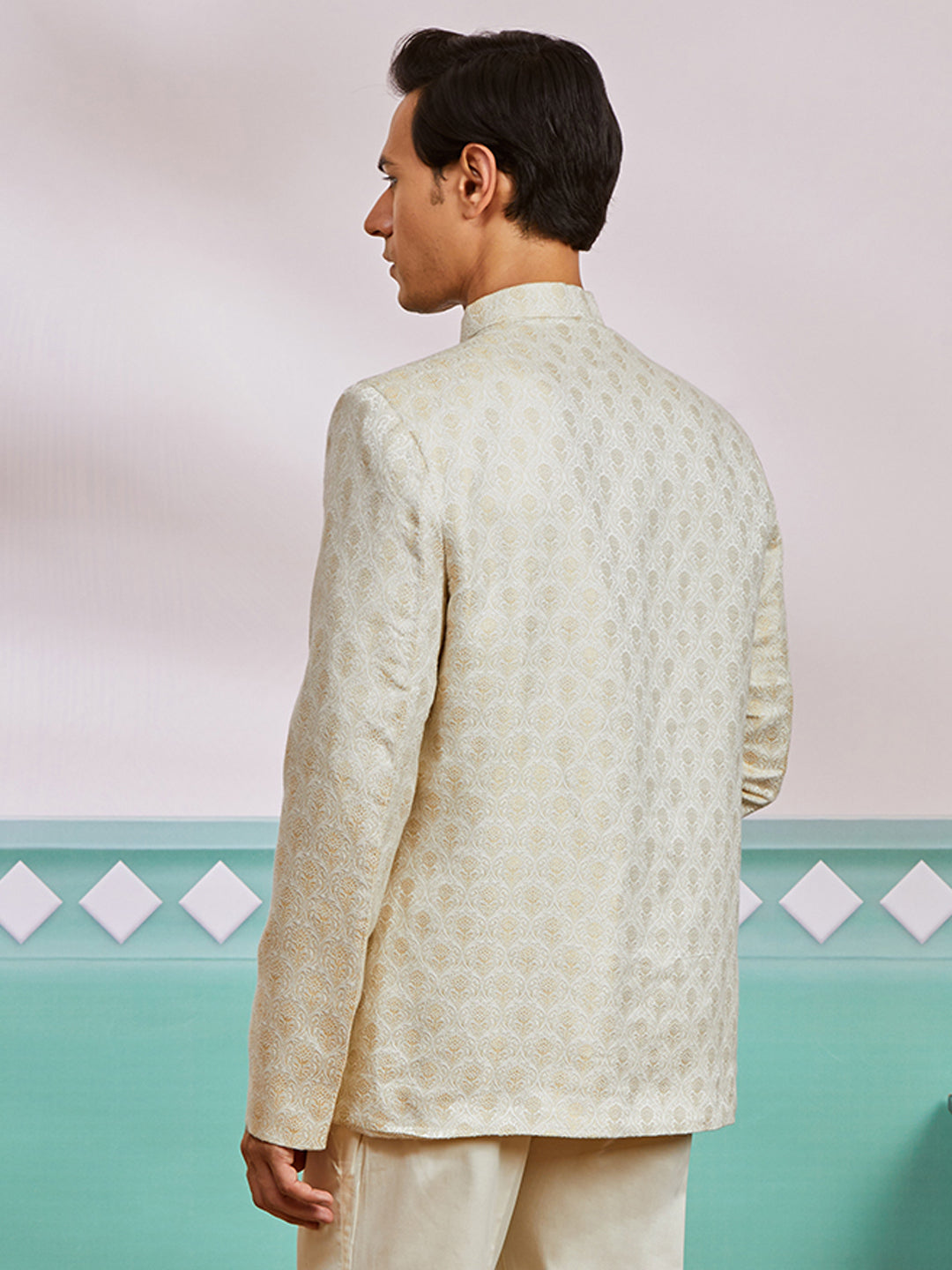 Men's Gold Silk Blend Jodhpuri