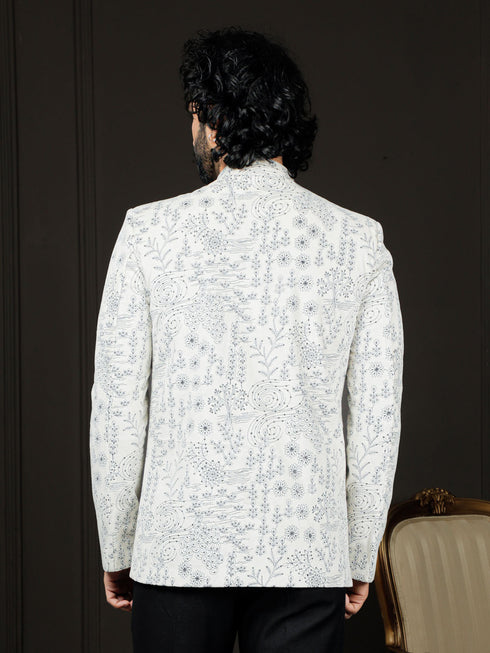 Men's Velvet Embroidered Sequined Bandhgala Jodhpuri