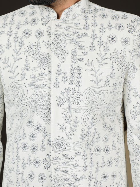 Men's Velvet Embroidered Sequined Bandhgala Jodhpuri