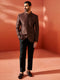 Men's Rust And Black Silk Blend Jodhpuri Pyjama Set