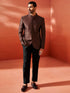 Men's Rust And Black Silk Blend Jodhpuri Pyjama Set