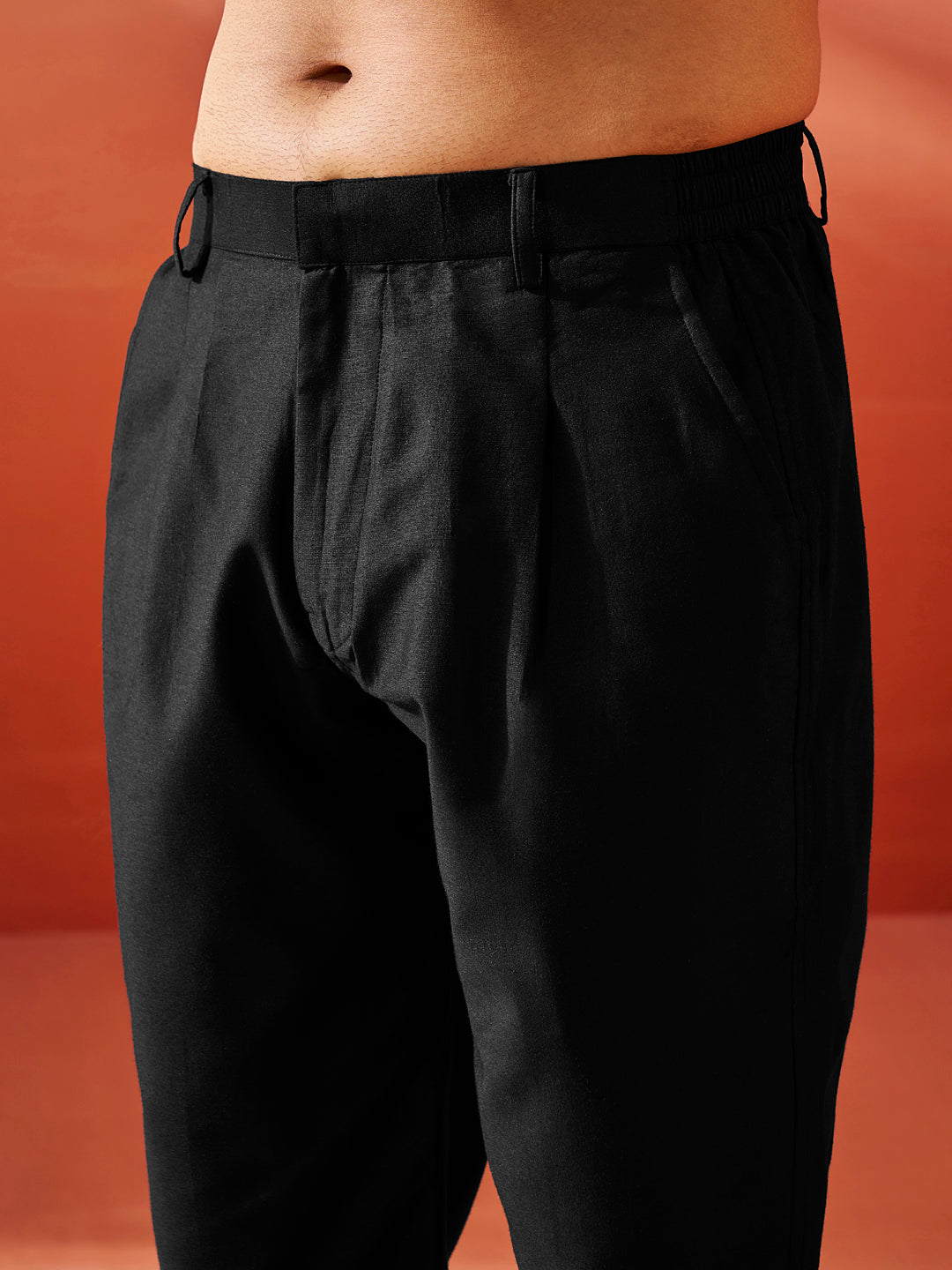 Men's Rust And Black Silk Blend Jodhpuri Pyjama Set