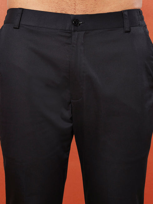 Men's Rust And Black Silk Blend Jodhpuri Pyjama Set