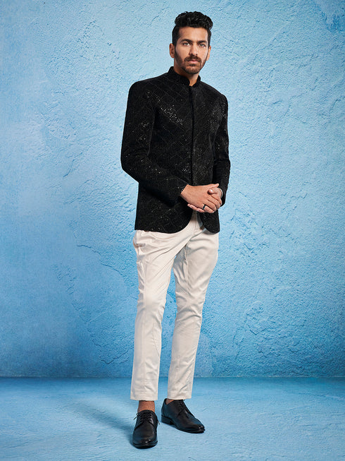 Men's Black - Jodhpuri Pyjama Set