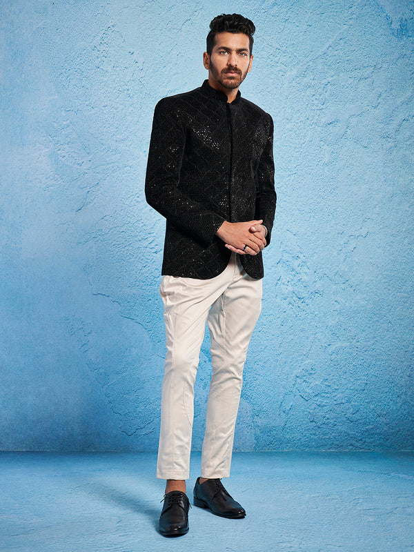 Men's Black - Jodhpuri Pyjama Set