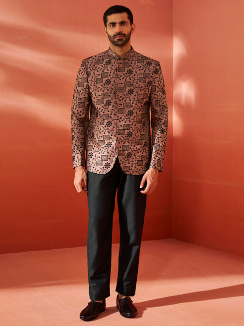 Men's Rust Silk Blend Jodhpuri