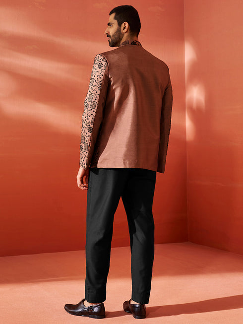 Men's Rust Silk Blend Jodhpuri