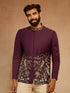Men's Wine Silk Thread Embroidered Jodhpuri with Daman Peacock & Tree Motif