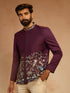 Men's Wine Silk Thread Embroidered Jodhpuri with Daman Peacock & Tree Motif