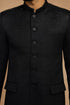 Men's Black Imported Suiting Geometry Regular Jodhpuri Jacket